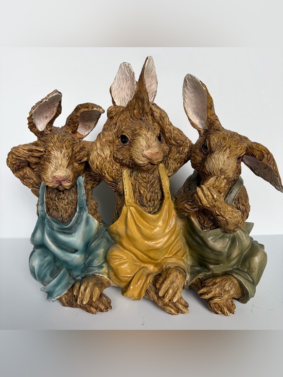 Chrisdon Other - Chrisdon Three Bunnies See No Evil Hear No Evil Speak No Evil Rabbit Figurine